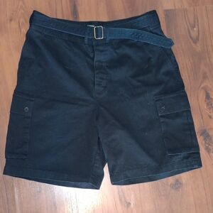 Ralph Lauren Black Cargo Shorts with Belted Waist